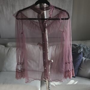 POL Mauve Sheer Lace Blouse